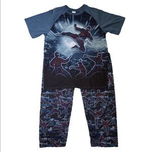 The Children’s Place pajama set ninja short sleeve tee shirt pants gray Size XL